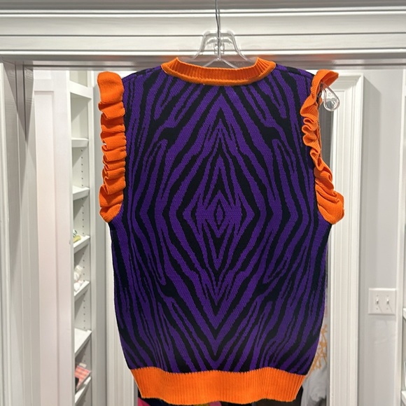 Purple & Orange Tiger Sweater- perfect for Clemson Gameday! NEW WITH TAGS - Picture 2 of 2